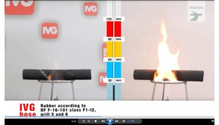 Comparative test of fire behavior - railway hose